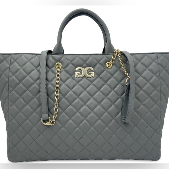 NWT Gilda Paris Large Quilted Tote Grey MSRP $199 - Picture 6 of 6
